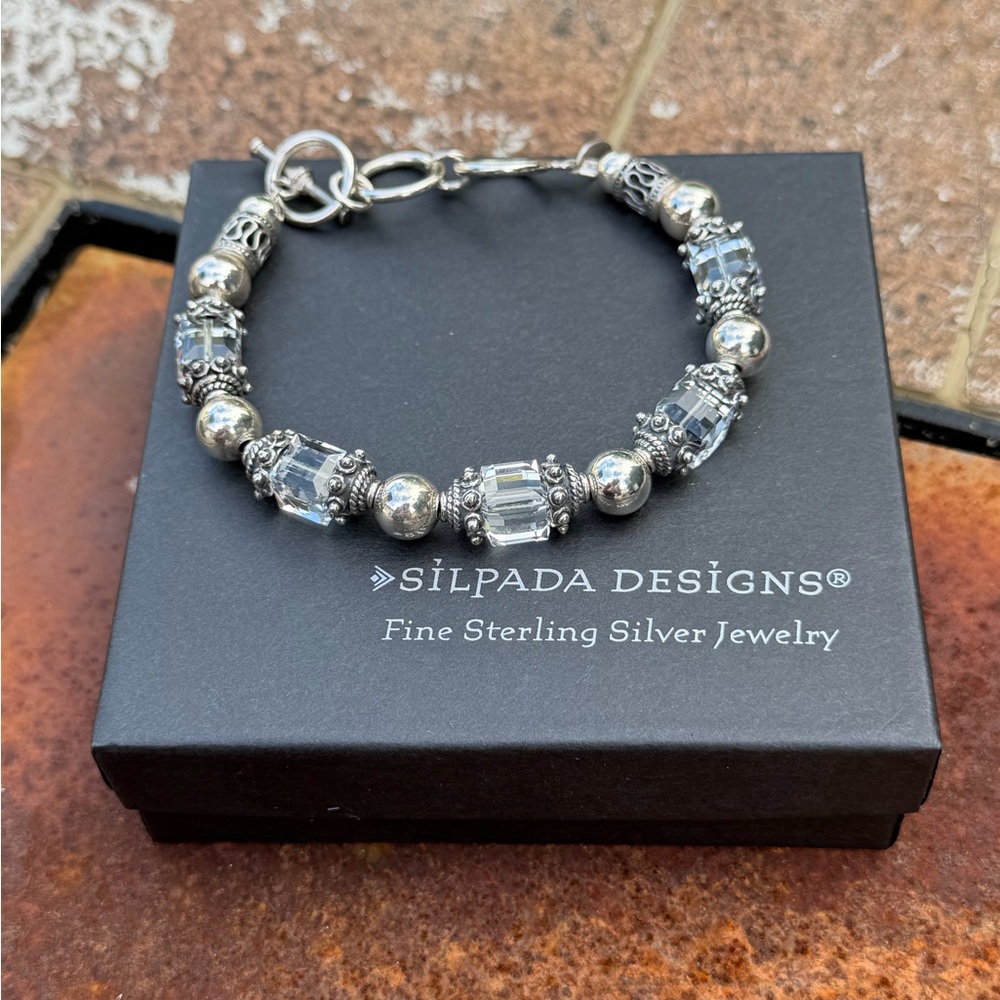 Vintage Silpada Sterling Silver and Swarovski Crystal Bracelet